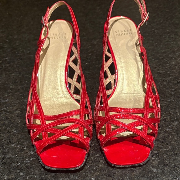 Stuart Weitzman Red Strappy Heels - Picture 6 of 7